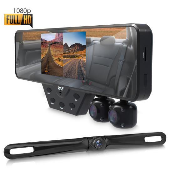 Pyle - PLCMDVR54 , On the Road , Rearview Backup Cameras - Dash Cams , Multi Dash Cam Car Video Recording System - Rearview Backup & Driving HD Camera Record Kit with 1080p Night Vision Cam