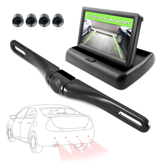 Pyle - PLCMPS48 , On the Road , Rearview Backup Cameras - Dash Cams , Rearview Backup Camera & Monitor Driving Assist System, Parking / Reverse Speaker Alarm Depth Sensor, Waterproof Night Vision Angle Adjustable Cam, 4.3'' LCD Display