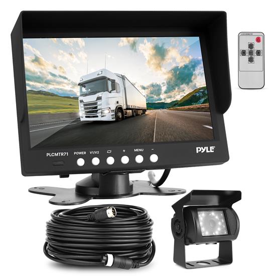 Pyle - PLCMTR71 , On the Road , Rearview Backup Cameras - Dash Cams , Weatherproof Rearview Backup Camera & Monitor Video System, Commercial Grade, 7'' Monitor, Dual DC 12-24V for Bus, Truck, Trailer, Van