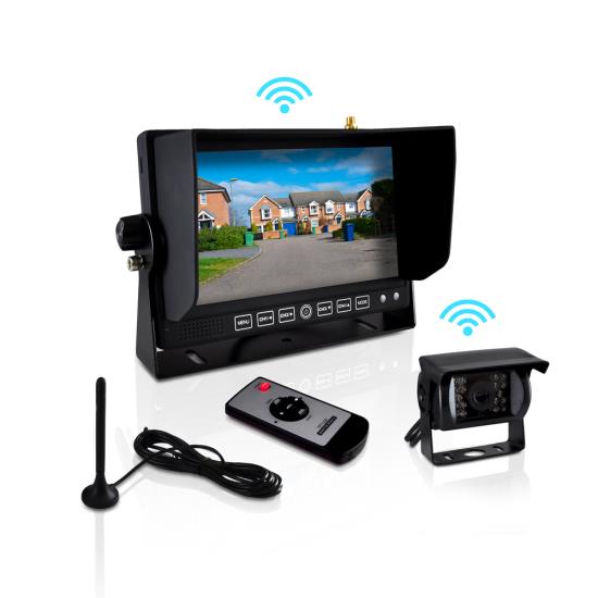 Pyle - PLCMTR82WIR , On the Road , Rearview Backup Cameras - Dash Cams , Wireless Weatherproof Rearview Backup Camera & Monitor Video System, Commercial Grade, Night Vision Camera, 7'' Display, Dual DC 12-24V for Bus, Truck, Trailer, Van (Ability to Connect up to 4 Cameras)