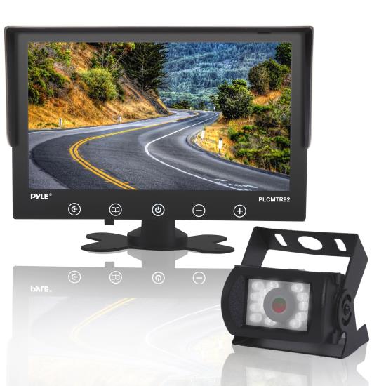 Pyle - PLCMTR92.5 , On the Road , Rearview Backup Cameras - Dash Cams , Waterproof Rated Backup Camera & Monitor System - with 9'' Display Monitor (DC 12-24V for Bus, Truck, Trailer, Van)