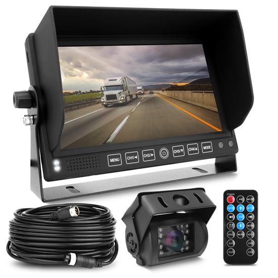 Pyle - AZPLCMTRDVR41 , On the Road , Rearview Backup Cameras - Dash Cams , DVR Video Camera HD Recording Driving System, 7'' Display Monitor, Waterproof Night Vision Cam, Backup/Reverse Visual Assistance Kit (12/24V for Bus, Truck, Trailer, Van, RV, Camper)