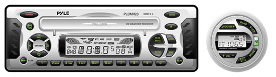 Pyle - PLDMR23 , Marine and Waterproof , Headunits - Stereo Receivers , 1.5 DIN Waterproof Marine Multimedia Disc/MP3 Player Receiver w/Weather Band Radio