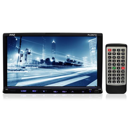 Pyle - PLDN73I , On the Road , Headunits - Stereo Receivers , 7'' Double DIN TFT Touch Screen Multimedia Disc/VMP3/MP4-R/USB/SD-MMC Card Slot/AM/FM/iPod Connector