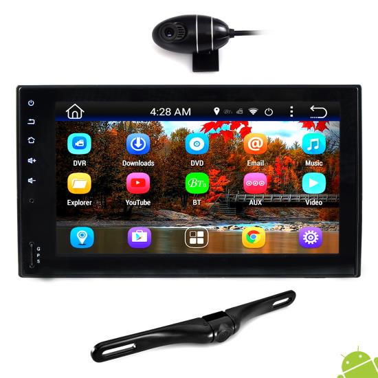 Pyle - PLDNAND465 , On the Road , Headunits - Stereo Receivers , Double DIN Android Stereo Receiver & Dual Camera System, HD DVR Dash Cam, Rearview Backup Camera, 6.5'' Touchscreen, Wi-Fi Web Browsing, App Download, GPS Navigation, Bluetooth, HD 1080p Support, AM/FM Radio