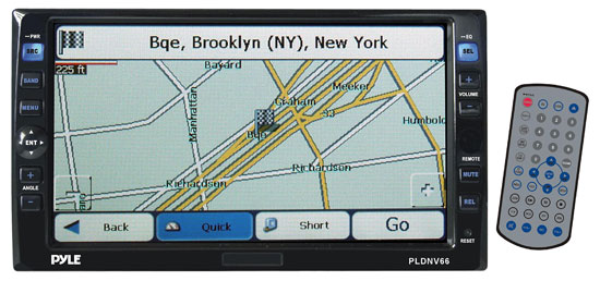 Pyle - PLDNV66 , On the Road , Headunits - Stereo Receivers , Pyle Guide Series 6.5'' Double Din Motorized Touch Screen TFT-LCD Monitorw/AM/FM Radio, Multimedia Disc/MP3/MMC Reader & GPS Mapping Software