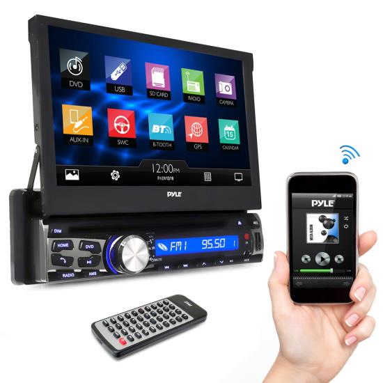 Pyle - AZPLDT87BT , On the Road , Headunits - Stereo Receivers , 7-inch Bluetooth Headunit Receiver, Built-in Mic for Hands-Free Call Answering, Touch Screen, Multimedia Disc Player, USB/Micro SD Readers, AM/FM Radio, AUX Input, Single DIN