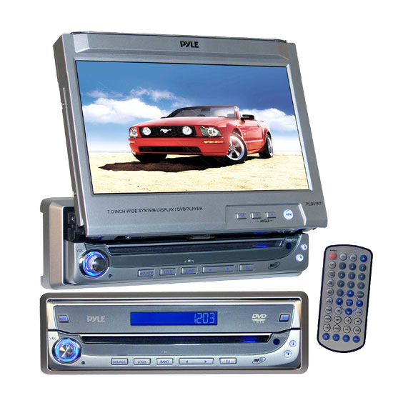 Pyle - PLDVIN7 , On the Road , Headunits - Stereo Receivers , In-Dash AM/FM Multimedia Disc Player w/Motorized Pull Out 7'' TFT Monitor