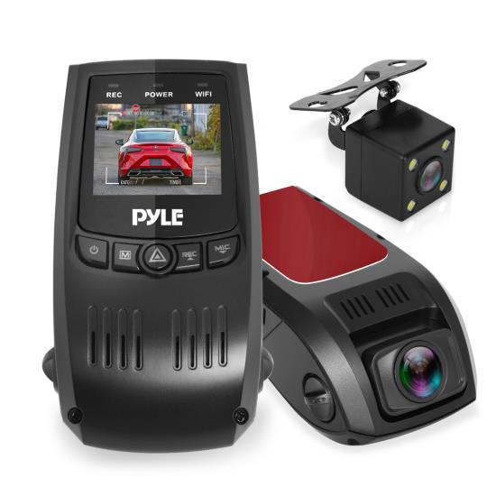 Pyle - PLDVRCAM74 , On the Road , Rearview Backup Cameras - Dash Cams , Dual DVR Dash Cam System - Full HD 1080p Vehicle Dash Camera Video Recording with Waterproof Backup Cam