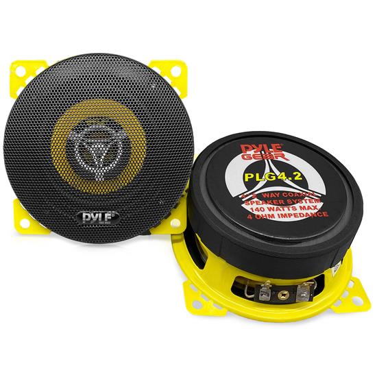 Pyle - PLG4.2 , On the Road , Vehicle Speakers , Pyle Gear 4'' -inch Coaxial Car Speaker Pair - 2-Way Vehicle Speakers, 140 Watt MAX