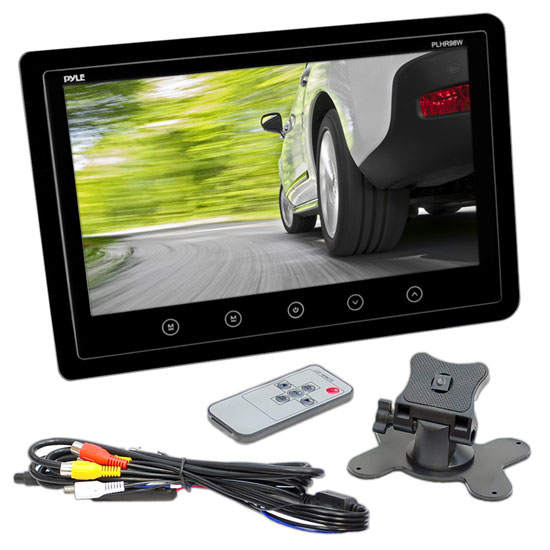 Pyle - PLHR95B , On the Road , Video Monitors , 9.2'' Hi-Res Widescreen Digital Monitor Display Screen, Dual RCA Video Input Connectors, Detachable Shroud Mount Housing (Black)