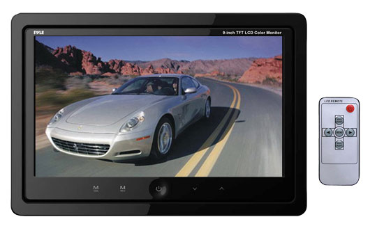 Pyle - PLHR99IW , Home and Office , TVs - Monitors , 9'' Quad TFT/LCD Video Monitor w/Headrest Shroud w/BNC Connectors