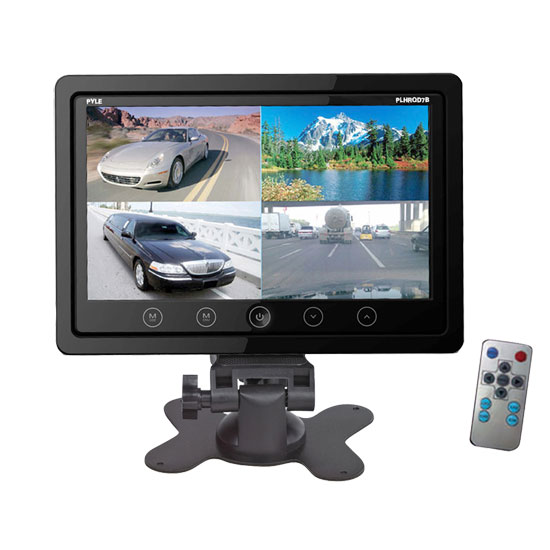 Pyle - PLHRQD7B , On the Road , Video Monitors , 7'' Video Display Monitor, Quad View (4) Source Zone Display, Multiple Source Input, Selectable Viewing Mode, Backup Camera Compatible (Black)