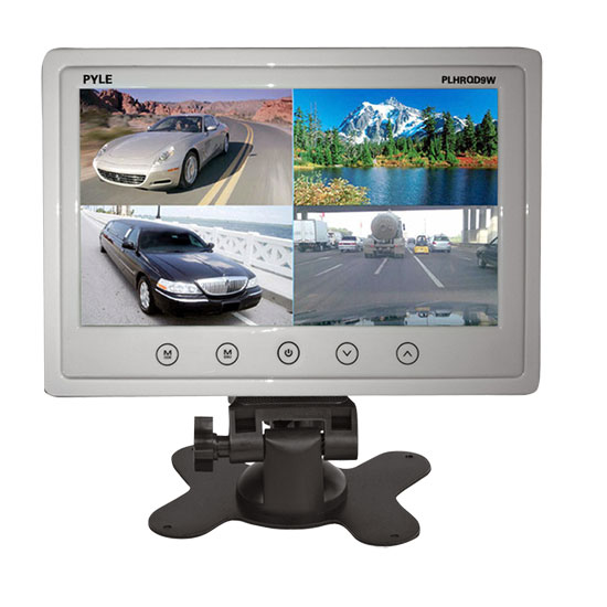 Pyle - PLHRQD9W , On the Road , Video Monitors , 9'' Video Display Monitor, Quad View (4) Source Zone Display, Multiple Source Input, Selectable Viewing Mode, Backup Camera Compatible (White)