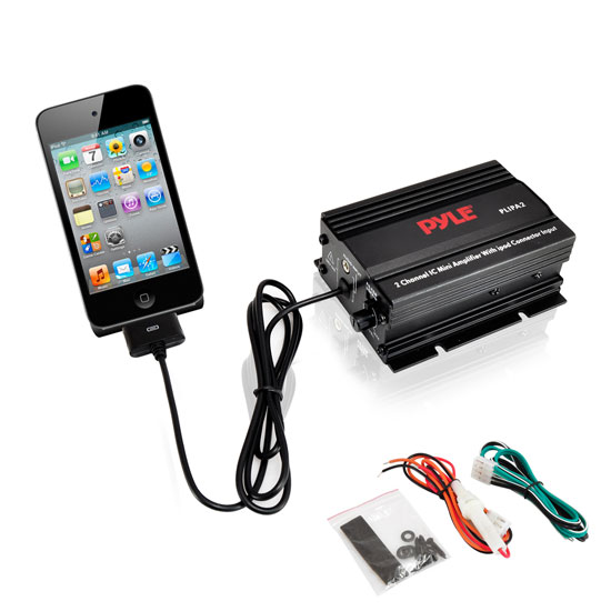 Pyle - PLIPA2 , Sound and Recording , Amplifiers - Receivers , 2-Channel 300 Watt Mini Amplifier with 30-Pin iPod Direct Input and AUX (3.5mm) Input Connectors