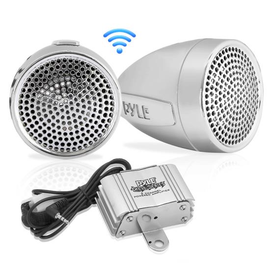 Pyle - PLMCA60 , On the Road , Motorcycle and Off-Road Speakers , 300 Watts Motorcycle/ATV/Snowmobile Mount Amplifier w/Dual handle-bar Mount Aluminium Die-cast Weatherproof speakers w/MP3/Ipod Input & USB Charger.