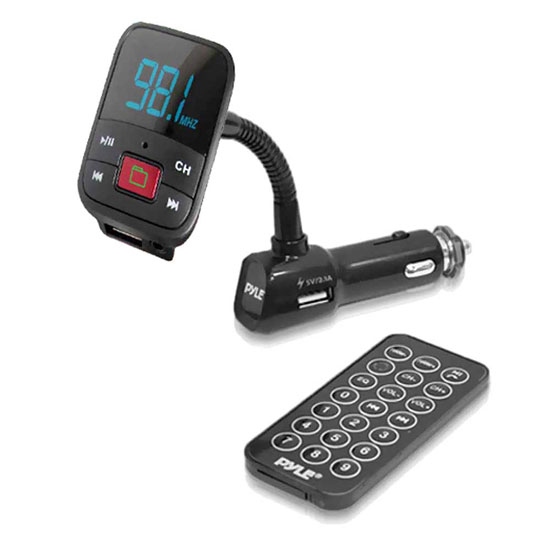 Pyle - PLMP5B2 , On the Road , Plug-in Audio Accessories - Adapters , FM Radio Transmitter with USB & Micro SD Card Readers for MP3/WMA Playing, USB Charging Port & AUX Input