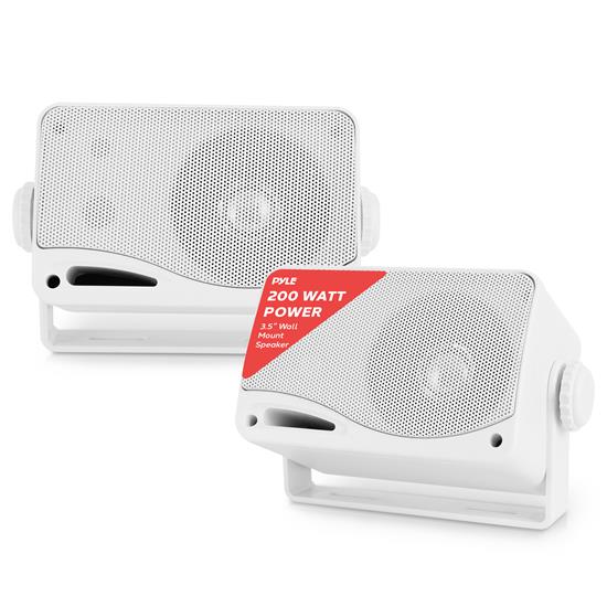 Pyle - PLMR24 , Sound and Recording , Home Speakers , Marine and Waterproof , 3.5'' 200 Watt 3-Way Weather Proof Mini Box Speaker System (White)