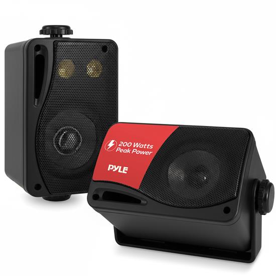 Pyle - PLMR24B , Marine and Waterproof , Home Speakers , Home and Office , Home Speakers , Sound and Recording , Home Speakers , 3.5'' 200 Watt 3-Way Weather Proof Mini Box Speaker System (Black)