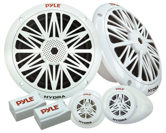 Pyle - PLMR5K , On the Road , Vehicle Speakers , Water Resistant Marine Component Speaker System, Dual 5.25'' Speakers, Dual Tweeters, Dual Electronic Crossovers (Sold as Kit)
