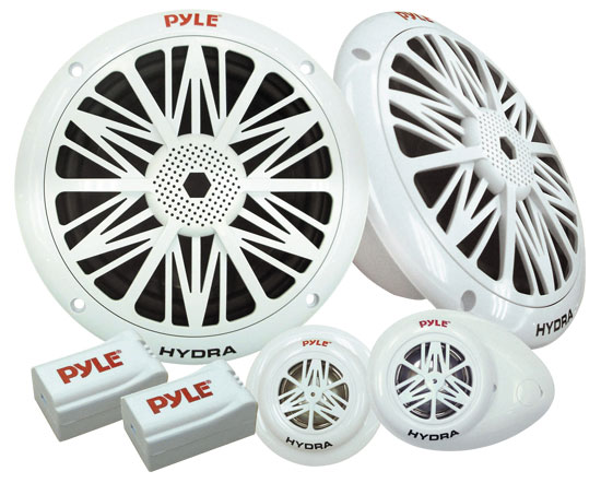 Pyle - plmr6k , On the Road , Vehicle Speakers , Water Resistant Marine Component Speaker System, Dual 6.5'' Speakers, Dual Tweeters, Dual Electronic Crossovers (Sold as Kit)