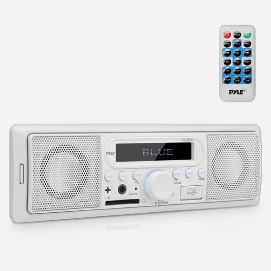 Pyle - UPLMR7BTW , On the Road , Headunits - Stereo Receivers , Bluetooth In-Dash Stereo Radio Headunit Receiver, MP3/USB/SD, Aux (3.5mm) Input, AM/FM Radio, Single DIN, White (for Off-Road & Marine Vehicles/ATV/UTV/Golf Carts/4x4s)