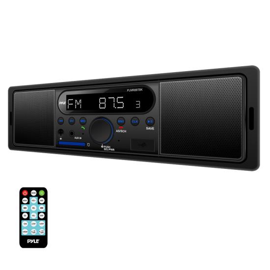 Pyle - PLMR8BTBK , On the Road , Headunits - Stereo Receivers , Bluetooth In-Dash Stereo Radio Headunit Receiver, MP3/USB/SD, Aux (3.5mm) Input, AM/FM Radio, Single DIN, Black (for Off-Road & Marine Vehicles/ATV/UTV/Golf Carts/4x4s)
