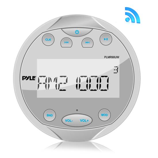 Pyle - PLMR90UW , Marine and Waterproof , Headunits - Stereo Receivers , Waterproof Bluetooth Marine Digital Media Receiver Stereo Radio (USB/MP3 & AUX Inputs) AM/FM Radio, Round/Circle, White