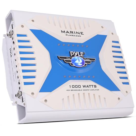 Pyle - PLMRA420 , On the Road , Vehicle Amplifiers , Elite Series Waterproof Amplifier, Bridgeable 1000 Watt 4-Channel Amp