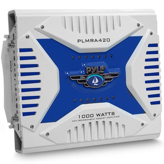 Pyle - PLMRA420 , On the Road , Vehicle Amplifiers , Elite Series Waterproof Amplifier, Bridgeable 1000 Watt 4-Channel Amp