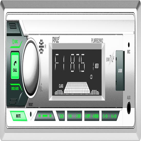 Pyle - PLMRB29W2 , Marine and Waterproof , Headunits - Stereo Receivers , Pyle Bluetooth Marine In-Dash AM/FM Stereo Receiver, Wireless Music Streaming, Hands-Free Call Answering, MP3 Playback, USB/AUX (3.5mm) Input, Remote Control, Single DIN (White)