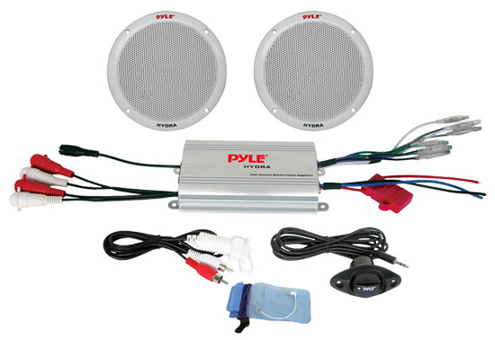 Pyle - PLMRKT2A , Marine and Waterproof , Amplifier & Speaker Kits , 2 Channel Waterproof MP3/iPod Amplified 6.5'' Marine Speaker System