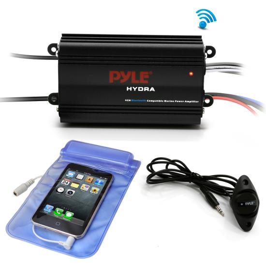 Pyle - PLMRMB4CB , Marine and Waterproof , Vehicle Amplifiers , Bluetooth Marine Amplifier Kit, 4-Ch. Waterproof Audio Power Amp System