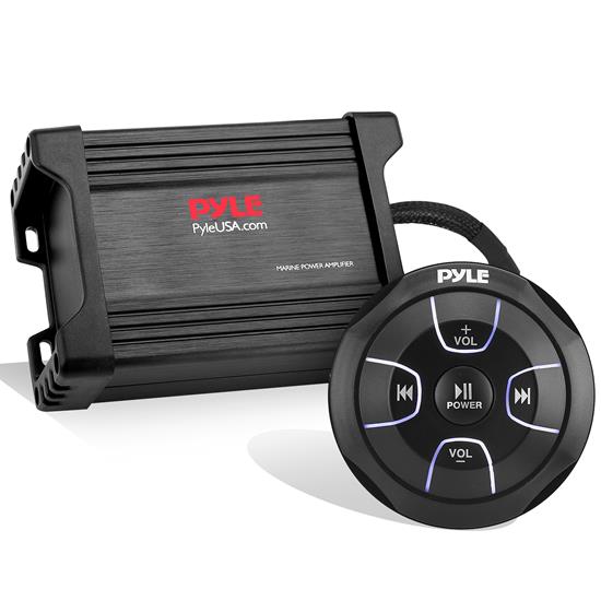 Pyle - PLMRMBT5B , On the Road , Vehicle Amplifiers , 2-Ch. Waterproof Rated Bluetooth Marine Amplifier Kit, Marine Grade Amp, AUX/RCA/MP3 Audio Input (600 Watt MAX)