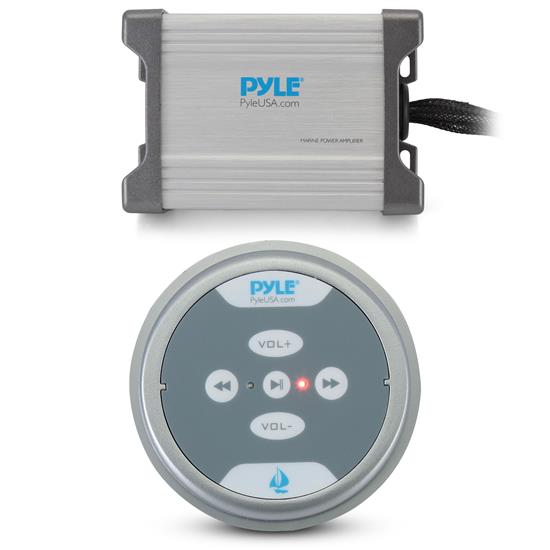 Pyle - PLMRMBT5S , On the Road , Vehicle Amplifiers , 2-Ch. Waterproof Rated Bluetooth Marine Amplifier Kit, Marine Grade Amp, AUX/RCA/MP3 Audio Input (600 Watt MAX)