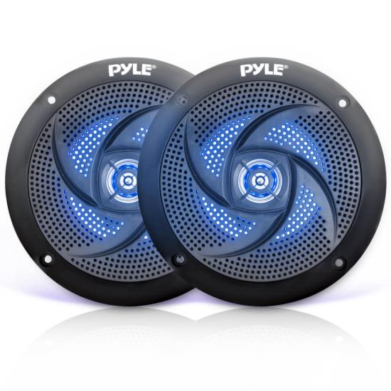Pyle - plmrs53bl , On the Road , Vehicle Speakers , Waterproof Rated Marine Speakers, Low-Profile Slim Style Speaker Pair with Built-in LED Lights, 5.25''-inch (180 Watt)