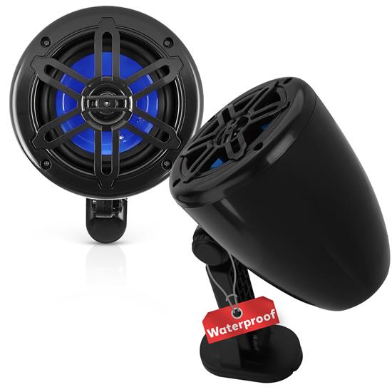 Pyle - PLMRWK49BK.5 , On the Road , Motorcycle and Off-Road Speakers , 4’’ Waterproof Rated Off-Road Speakers - 2-Way Marine Box Speaker System (Black)