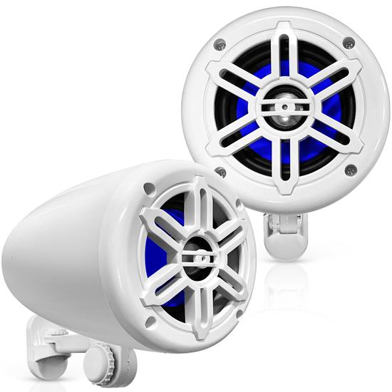 Pyle - PLMRWK49WT , On the Road , Motorcycle and Off-Road Speakers , 4’’ Waterproof Rated Off-Road Speakers - 2-Way Marine Box Speaker System (White)