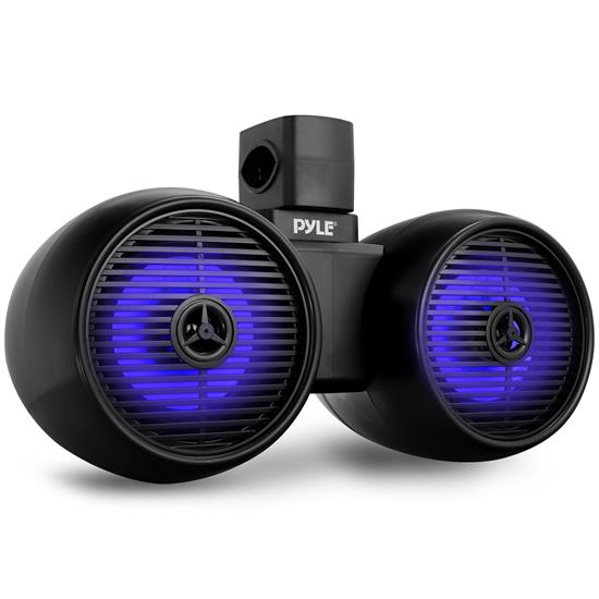 Pyle - PLMRWKBT62BK , On the Road , Motorcycle and Off-Road Speakers , 6.5" Marine Wakeboard Water Resistant Bluetooth Speaker - Dual 2-Way Mini Box Speaker System with Built-in LED Lights, Black