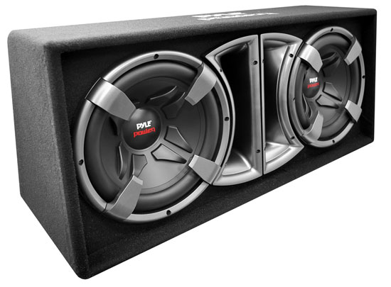 Pyle - PLPPS212 , On the Road , Subwoofer Enclosures , Dual 12'' Slim Design Forward Firing Vented Enclosure System