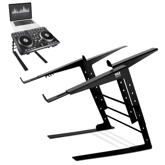 Pyle - PLPTS38 , Musical Instruments , Mounts - Stands - Holders , Sound and Recording , Mounts - Stands - Holders , Universal Dual Device Laptop Stand - Sound Equipment DJ Mixing Workstation