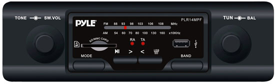 Pyle - plr14mpf , On the Road , Headunits - Stereo Receivers , In-Dash AM/FM-MPX MP3 Shaft Style Dual Knob Radio w/USB/SD Card