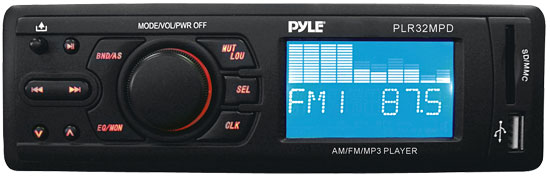 Pyle - PLR32MPD , On the Road , Headunits - Stereo Receivers , In-Dash AM/FM-MPX Receiver MP3 Playback w/ USB/SD Card w/ Detachable Panel