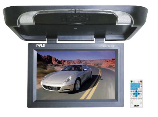 Pyle - UPLRD175IF , On the Road , Overhead Monitors - Roof Mount , 17'' Flip Down Monitor w/ Built in Multimedia Disc/ SD/ USB Player w/ Wireless FM Modulator & IR Transmitter