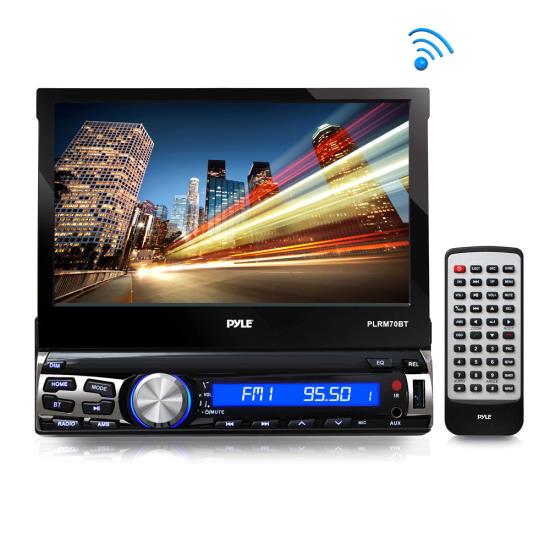 Pyle - PLRM70BT , On the Road , Headunits - Stereo Receivers , 7'' Single DIN In-Dash Detachable Motorized Touch Screen TFT/LCD Monitor w/ Multimedia USB/SD/AM/FM/ Bluetooth Receiver