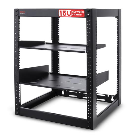 Pyle - PLRS15UW , Health and Fitness , protection Equipment , 15U Network Cabinet - Open Frame Rack, Wall Mountable Heavy Duty Designs for Servers & AV Gear (Black)