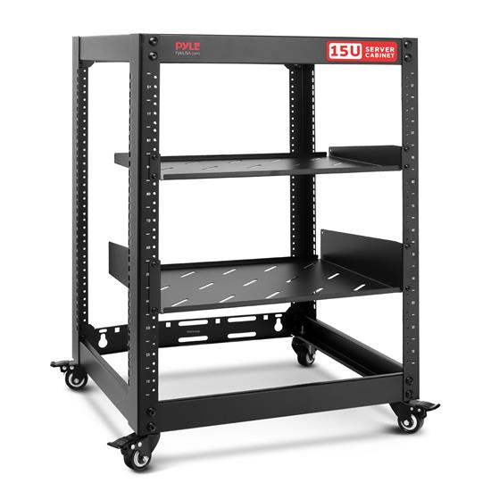Pyle - PLRS15UW.5 , Health and Fitness , protection Equipment , 15U Network Cabinet - Open Frame Rack, Wall Mountable Heavy Duty Designs for Servers & AV Gear (Black)