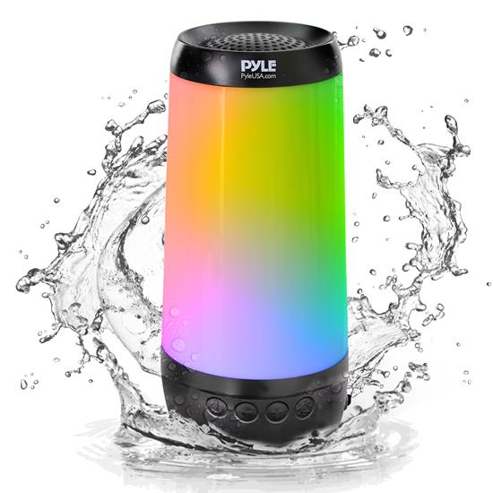 Pyle - PLSPOOL14 , Marine and Waterproof , Home Speakers , Portable Wireless Speaker with Colorful Lights - Floating Pool Speaker IP68 Waterproof Speaker (Black)