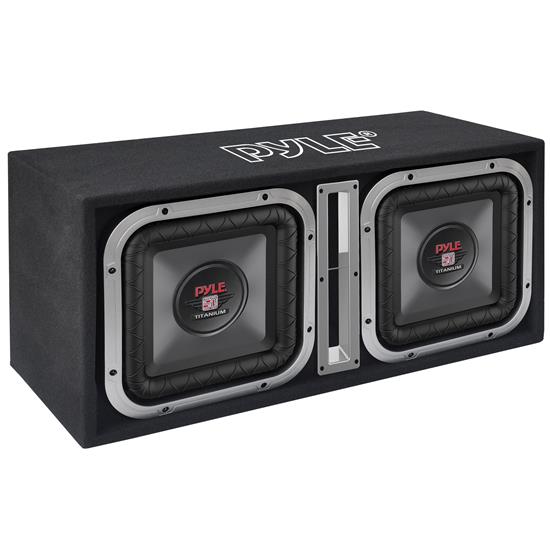 Pyle - PLSQ210BS.5 , On the Road , Subwoofer Enclosures , 10'' Dual Series Vented Subwoofer Enclosure - Rear Vented Design with Santoprene Surround