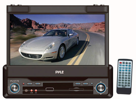 Pyle - PLST70 , On the Road , Headunits - Stereo Receivers , Touch Screen 7'' Motorized TFT/LCD Monitor W/ AM/FM-MP4/USB/SD Reader